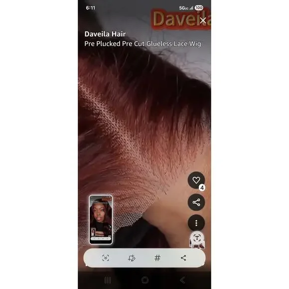 18 inch red brown number 33 body wave pre.Cut preplucked glueless lace front wig - Picture 6 of 13